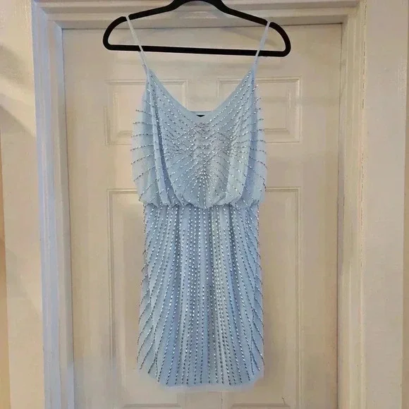xscape light blue dress Orchid Embroidered Dress - Light Blue 4 main image 0